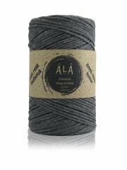 Pamuk Makrome İpi 2mm Cotton Zincir Makrome Çanta İpi Supla İpi Koton İp 250 Gram Antrasit