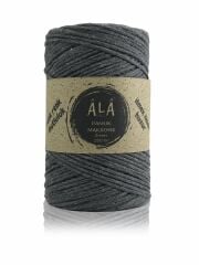 Pamuk Makrome İpi 2mm Cotton Zincir Makrome Çanta İpi Supla İpi Koton İp 250 Gram Antrasit