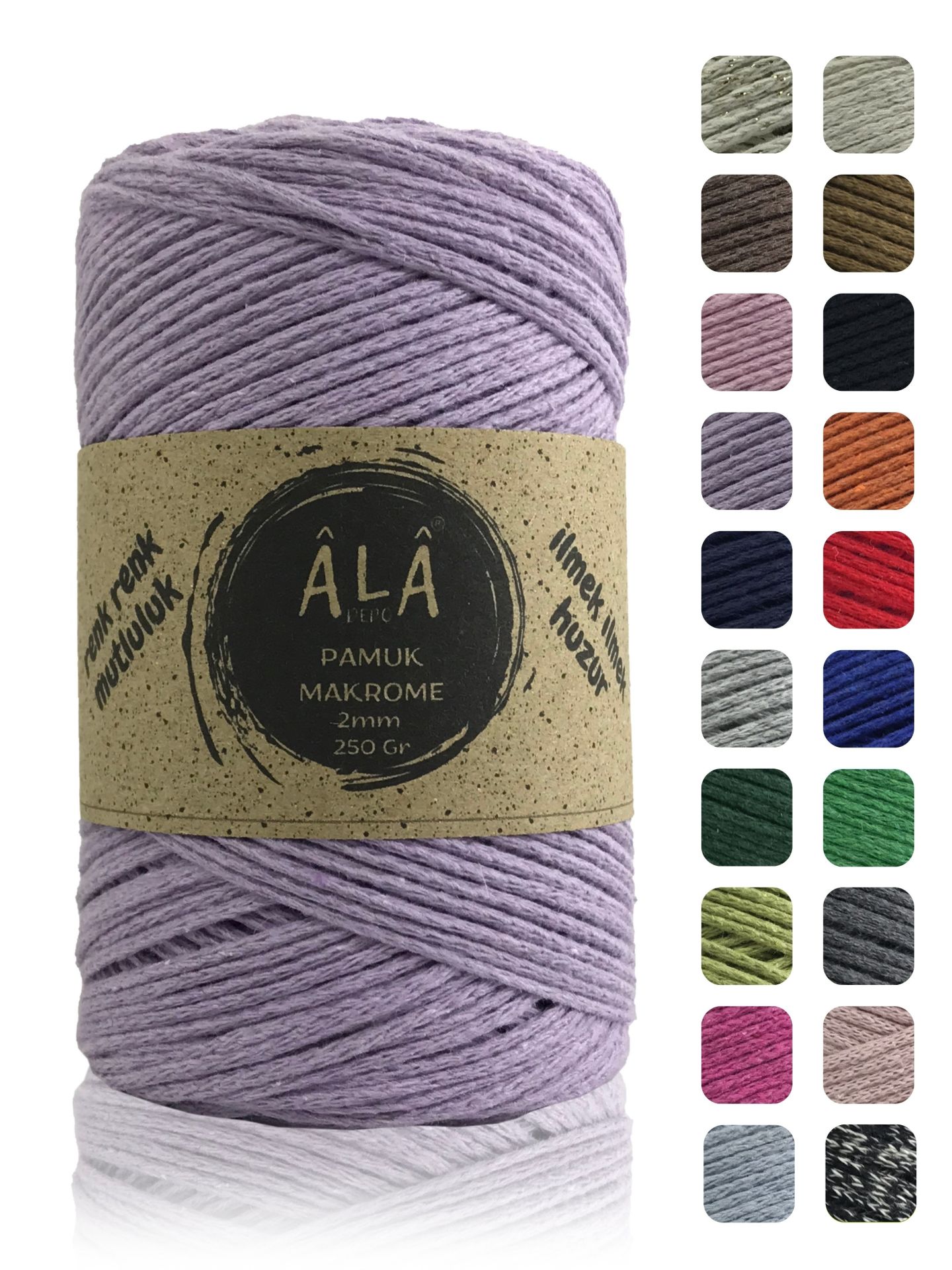 Pamuk Makrome İpi 2mm Cotton Zincir Makrome Çanta İpi Supla İpi Koton İp 250 Gram Lila