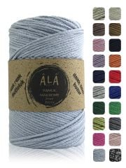 Pamuk Makrome İpi 2mm Cotton Zincir Makrome Çanta İpi Supla İpi Koton İp 250 Gram Bebe Mavi