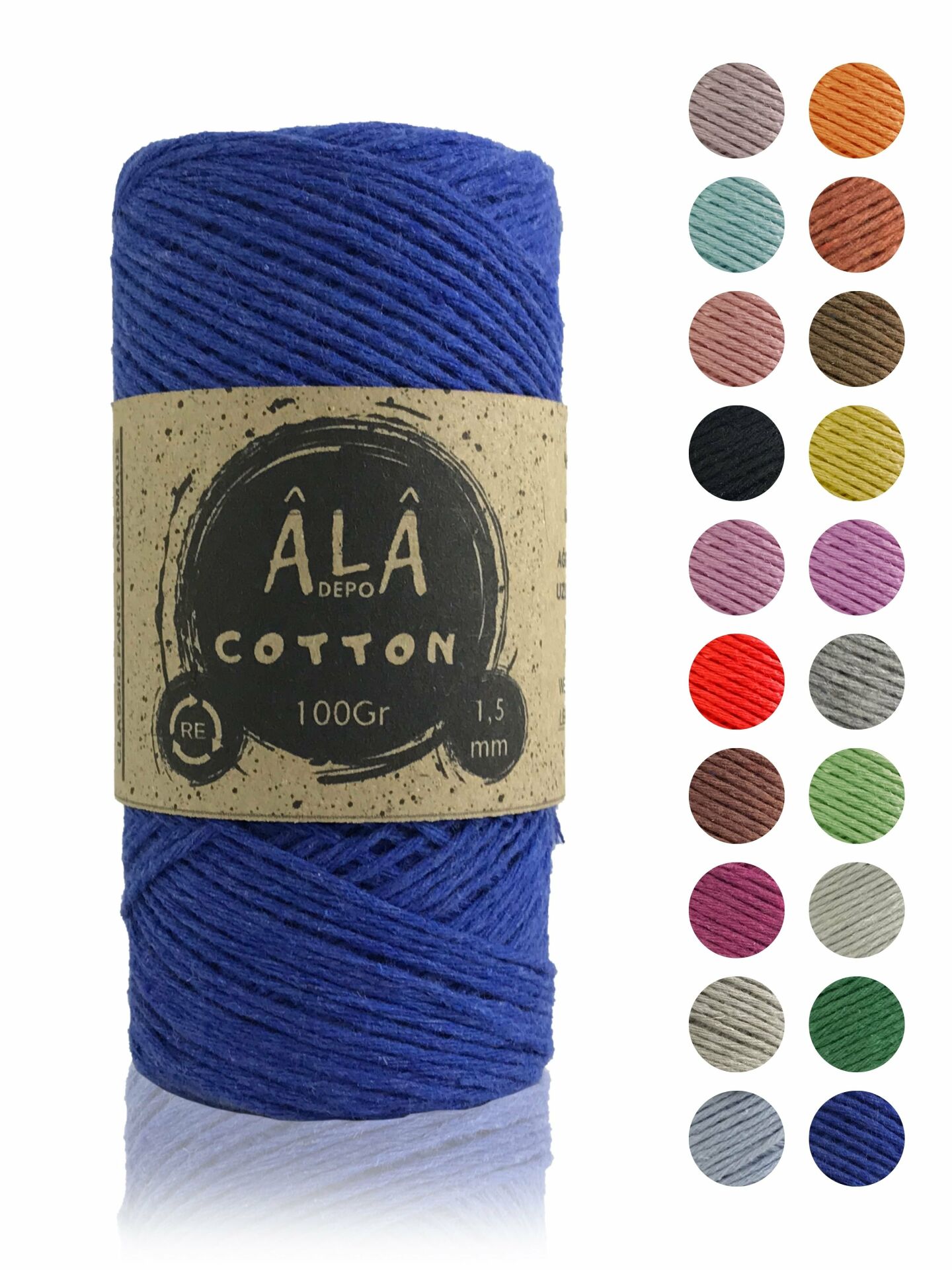 Cotton Panç Amigurumi İpi Koton Punch İpi 1,5mm - 100 Gram Mavi