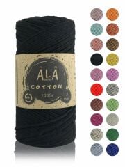 Cotton Panç Amigurumi İpi Koton Punch İpi 1,5mm - 100 Gram Siyah