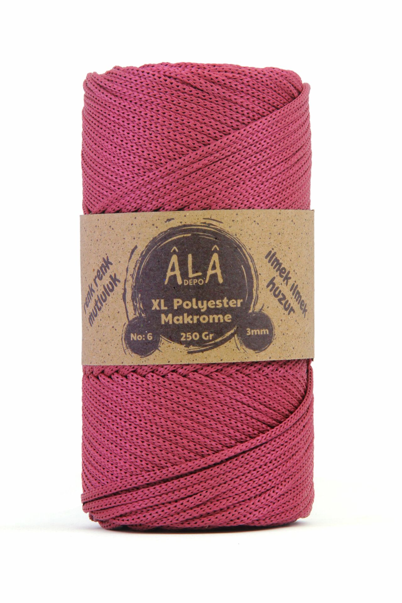 XL Polyester Makrome  No:6 - 3mm (Kalın) Çanta İpi Vişne