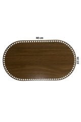 Ahşap Sepet Tepsi Tabanı 40x22 cm Oval Ceviz Çift Yüz 3mm MDF