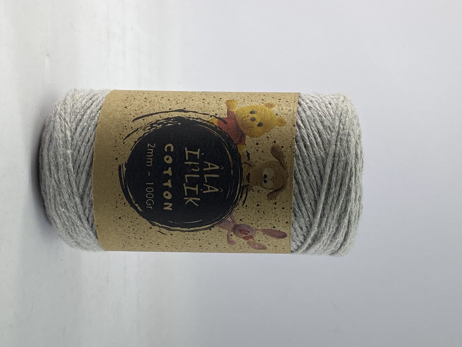 Cotton İp Amigurimi Örgü İpi - Koton İp 2mm 100 Gram gri Renk