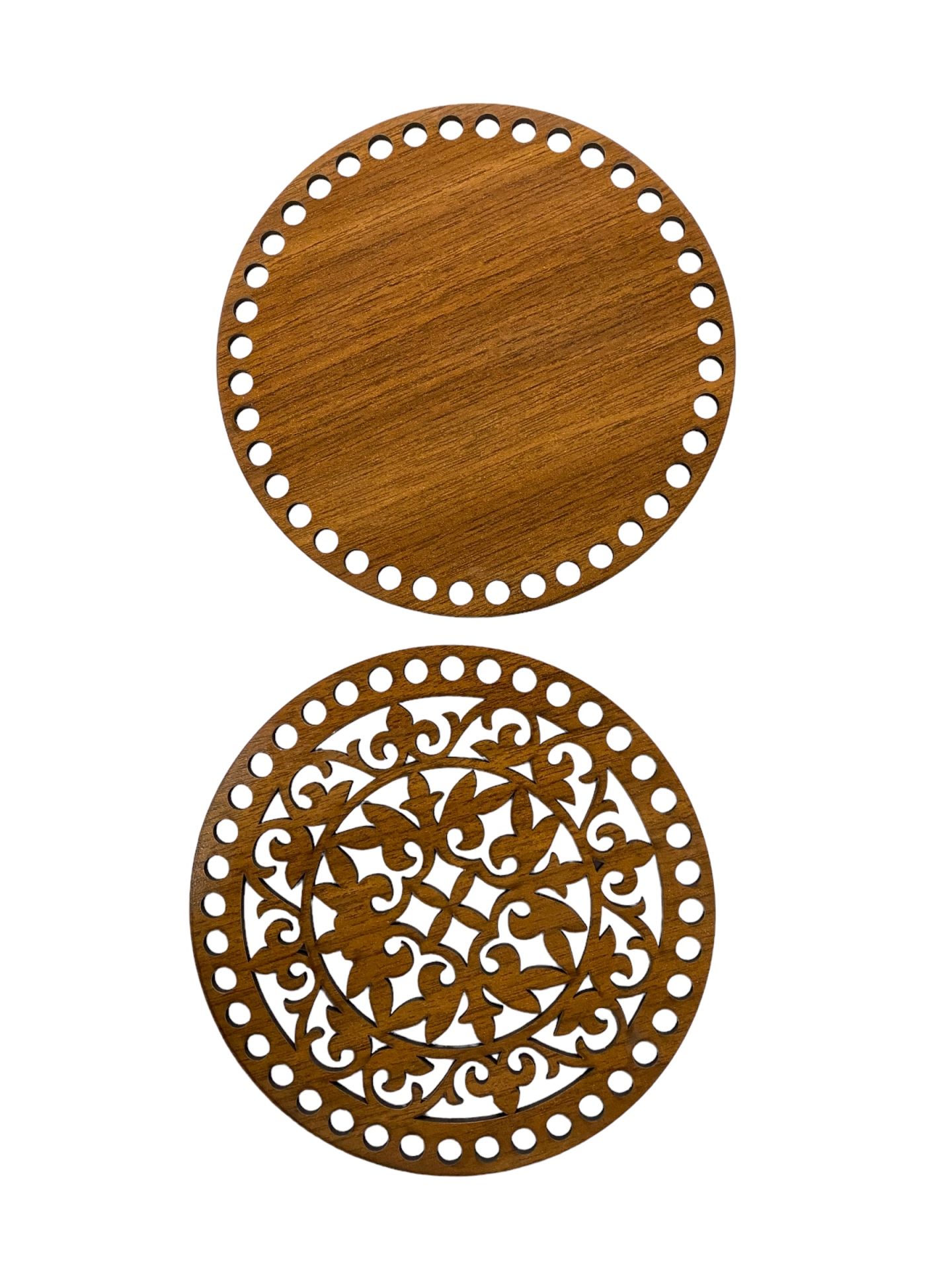 Ahşap Desenli Sepet Tabanı +Kapağı 15 cm Ceviz Çift Yüz 3 mm MDF