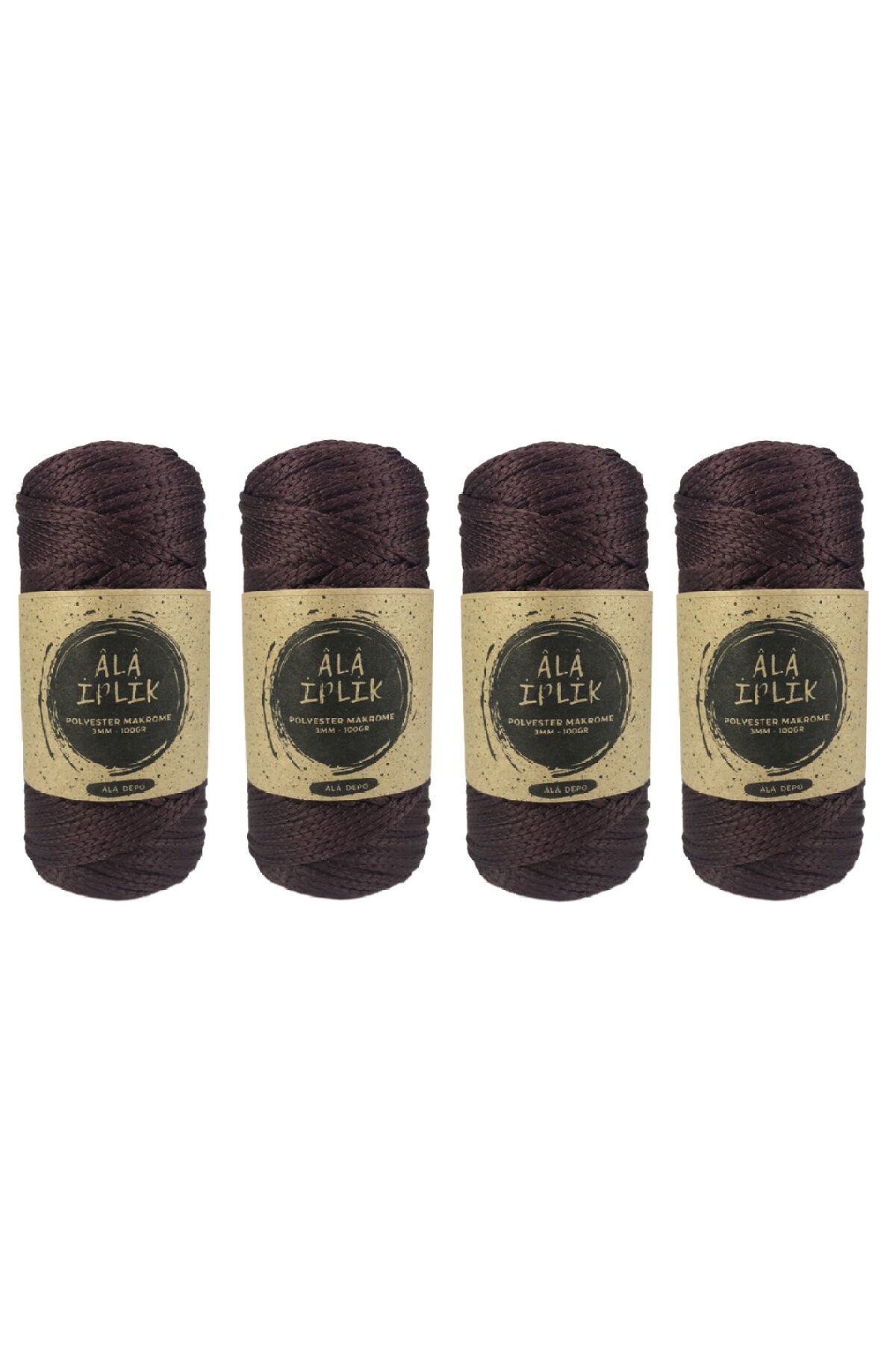 Polyester Makrome İp Çanta Supla Örgü İpi 3mm. 4 Adet Kahverengi (koyu) Toplam 400 gr
