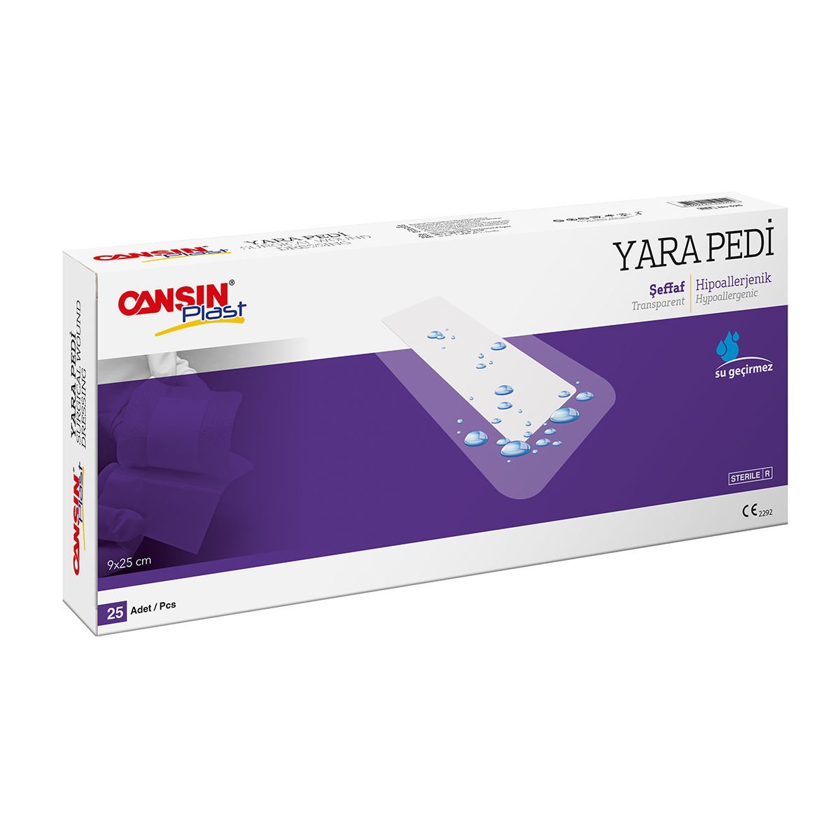 Cansın Plast Şeffaf Yara Pedi-Steril 9x25cm - 25 Adet