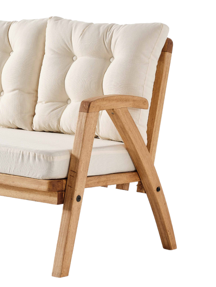 THALİA 3\'lü Kahve Bahçe Mobilyası-Beyaz Minder 3+1+1+MASA Oturma Grubu Bench ve Berjer
