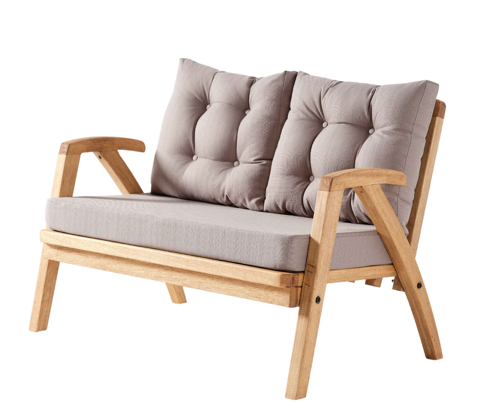 THALİA 2\'li Kahve Bahçe Mobilyası-Antrasit Minder 2+1+1+MASA Oturma Grubu Bench ve Berjer