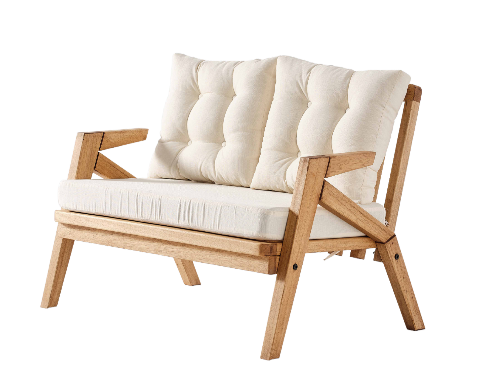 LİORA 2\'li Kahve Bahçe Mobilyası-Beyaz Minder 2+1+1+MASA Oturma Grubu Bench ve Berjer