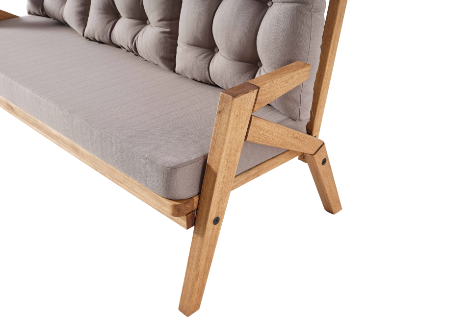 LİORA 2\'li Kahve Bahçe Mobilyası-Antrasit Minder 2+1+1+MASA Oturma Grubu Bench ve Berjer