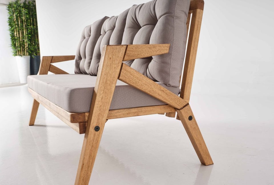 LİORA 2\'li Kahve Bahçe Mobilyası-Antrasit Minder 2+1+1+MASA Oturma Grubu Bench ve Berjer