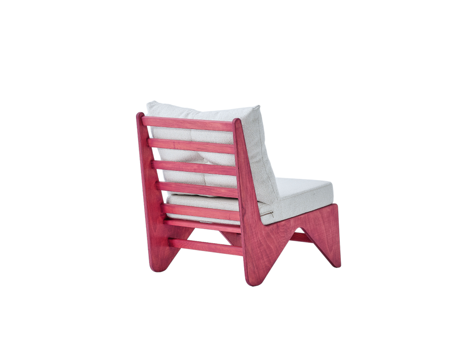 NİA Tekli Pembe Berjer Beyaz Minder Outdoor Koltuk Sade Ve Şık Demonte