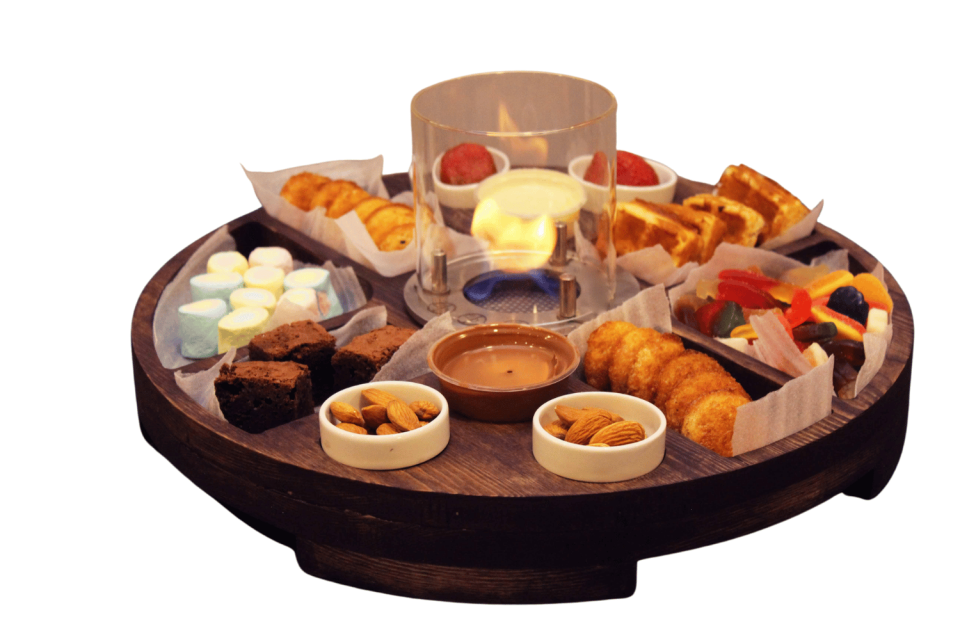 Ahşap Love Box - 6 Bölmeli Şömineli Sunum Tabağı