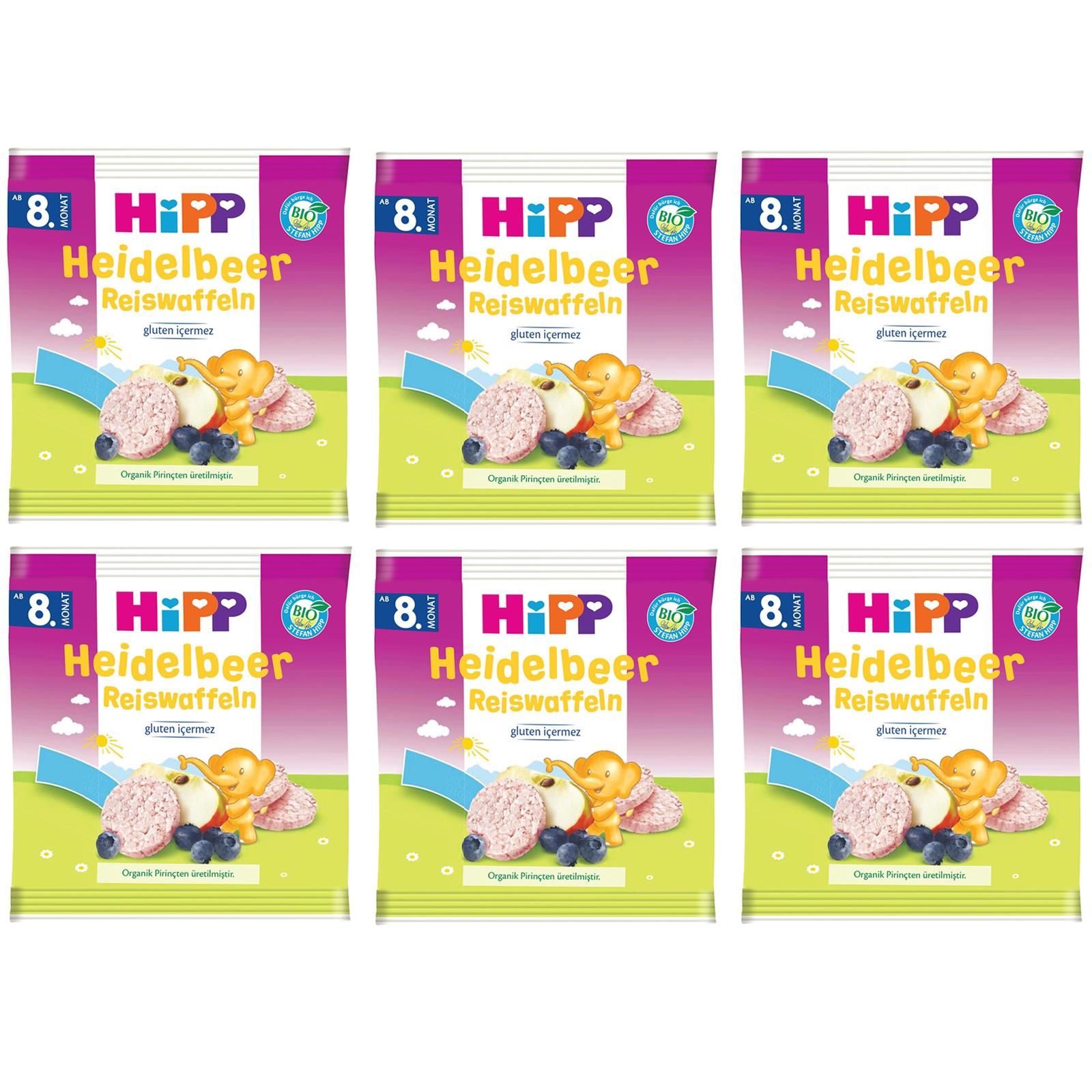 Hipp Organik Pirinçli Yaban Mersinli 8+ Ay Bebek Gofreti 30 gr 6 ADET