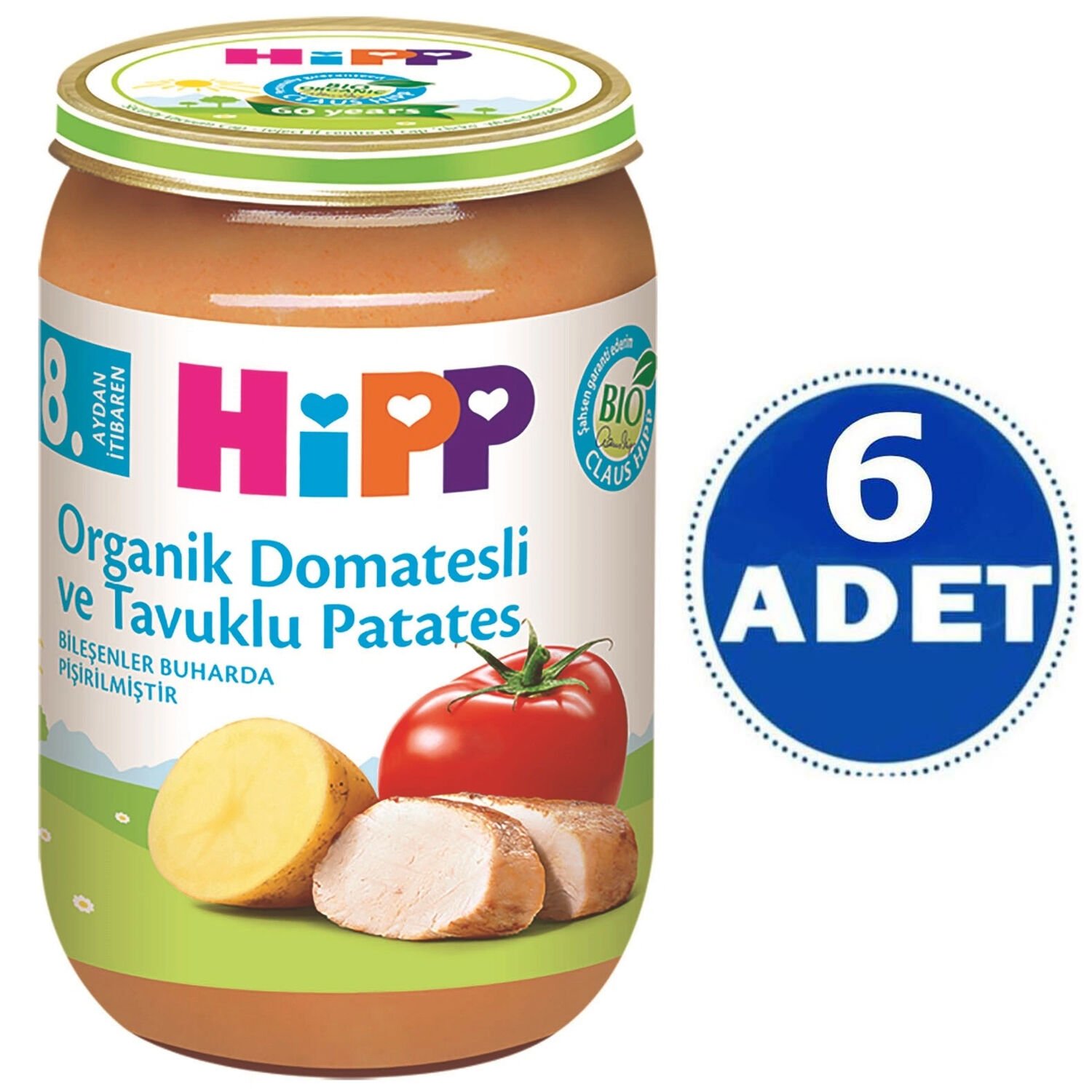 Hipp Kavanoz Maması Organik Domatesli ve Tavuklu Patates 220 gr 6 ADET