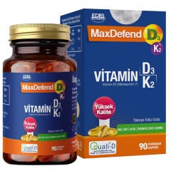 MaxDefend Vitamin D3 K2 İçeren 90 Yumuşak Kapsül
