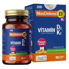 MaxDefend Vitamin D3 K2 İçeren 90 Yumuşak Kapsül