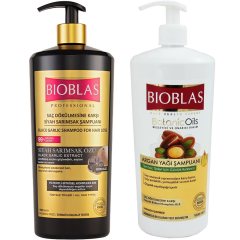 Bioblas Siyah Sarımsak Şampuanı 1000 ml + Bioblas Argan Yağı Şampuanı 1000 ml