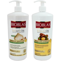 Bioblas Kokusuz Sarımsak Şampuanı 1000 ml + Bioblas Argan Yağı Şampuanı 1000 ml