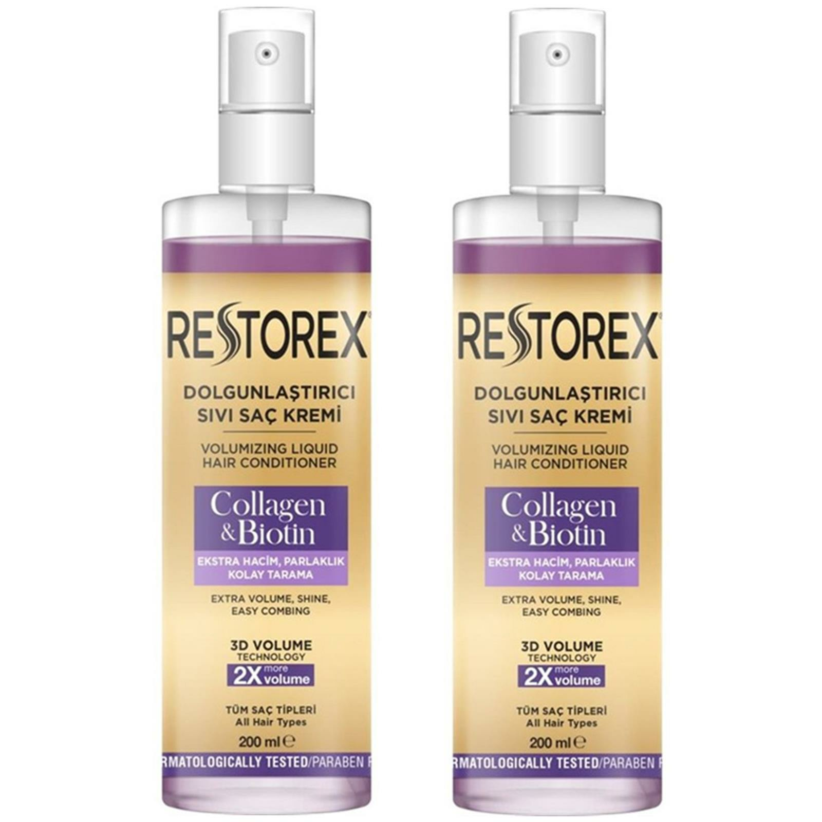 Restorex Collagen Ve Biotin Dolgunlaştırıcı Sıvı Saç Kremi 200 ml 2 ADET