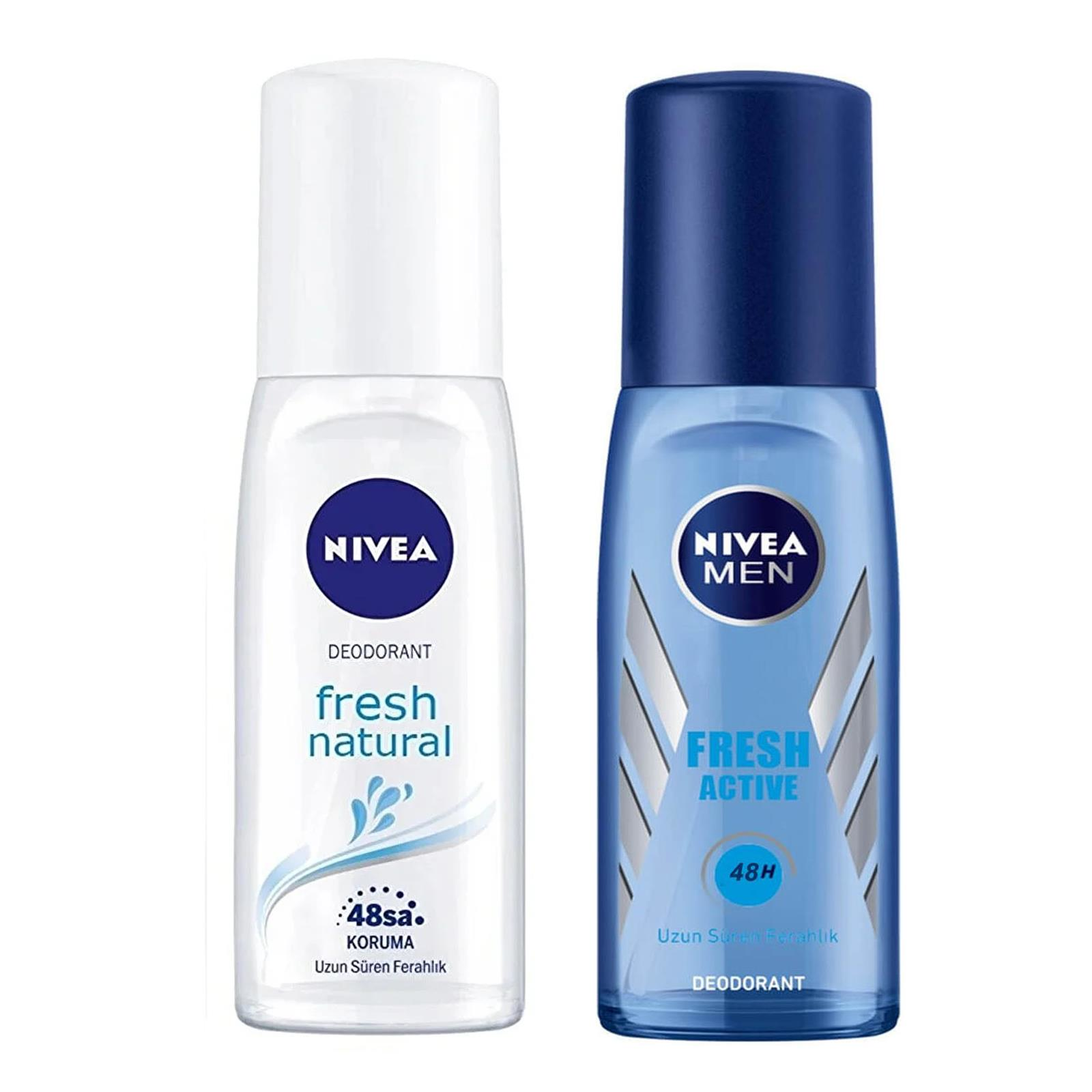Nivea Men Fresh Active Deodorant 75 ml + Fresh Natural Kadın Deodorant Pump Sprey 75 ml