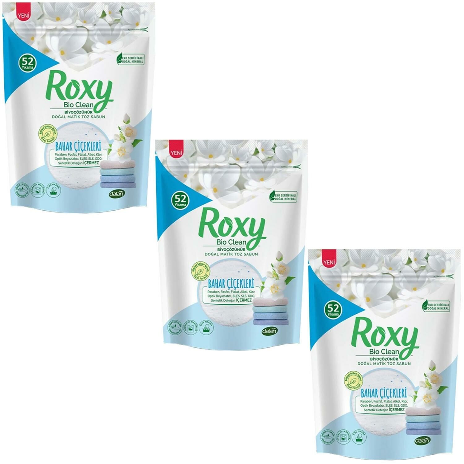 Dalan Roxy Bio Clean Doğal Matik Toz Sabun Bahar Çiçekleri 1.6 kg 3 ADET