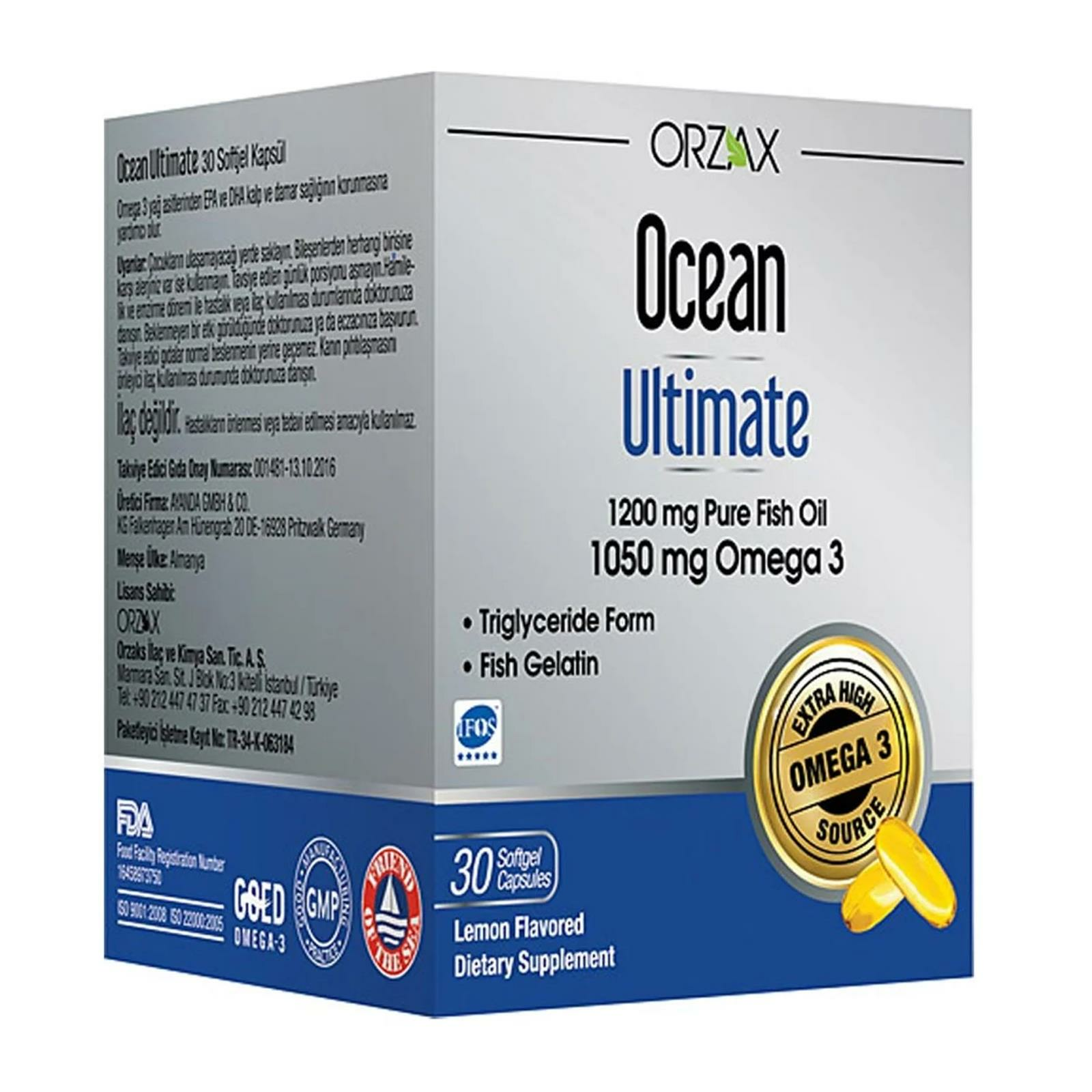 Ocean Ultimate 1200 mg Balık Yağı 30 Softjel Kapsül