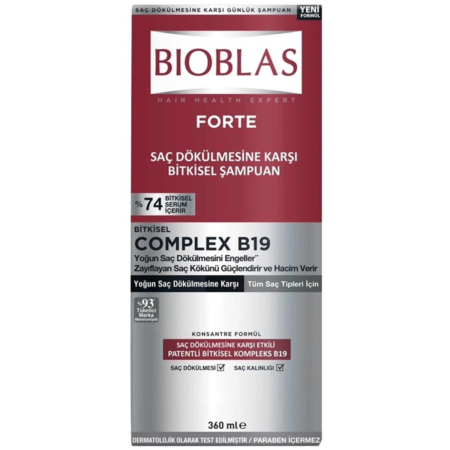 Bioblas Forte Complex B19 Yoğun Saç Dökülmelerine Karşı Bitkisel Şampuan 360 ml