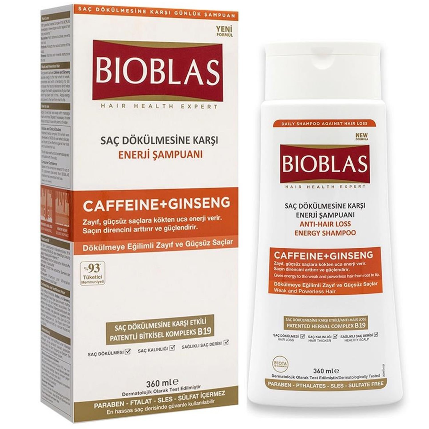 Bioblas Saç Dökülmesine Karşı Enerji Şampuanı Caffeine + Ginseng 360 ml