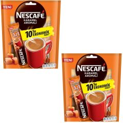 Nescafe Karamel Aromalı 3 ü 1 Arada Hazır Kahve 10 lu Ekonomik Paket 2 ADET