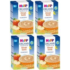 Hipp Organik İyi Geceler Elmalı Sütlü 4+ Ay Kaşık Maması 250 gr 4 ADET