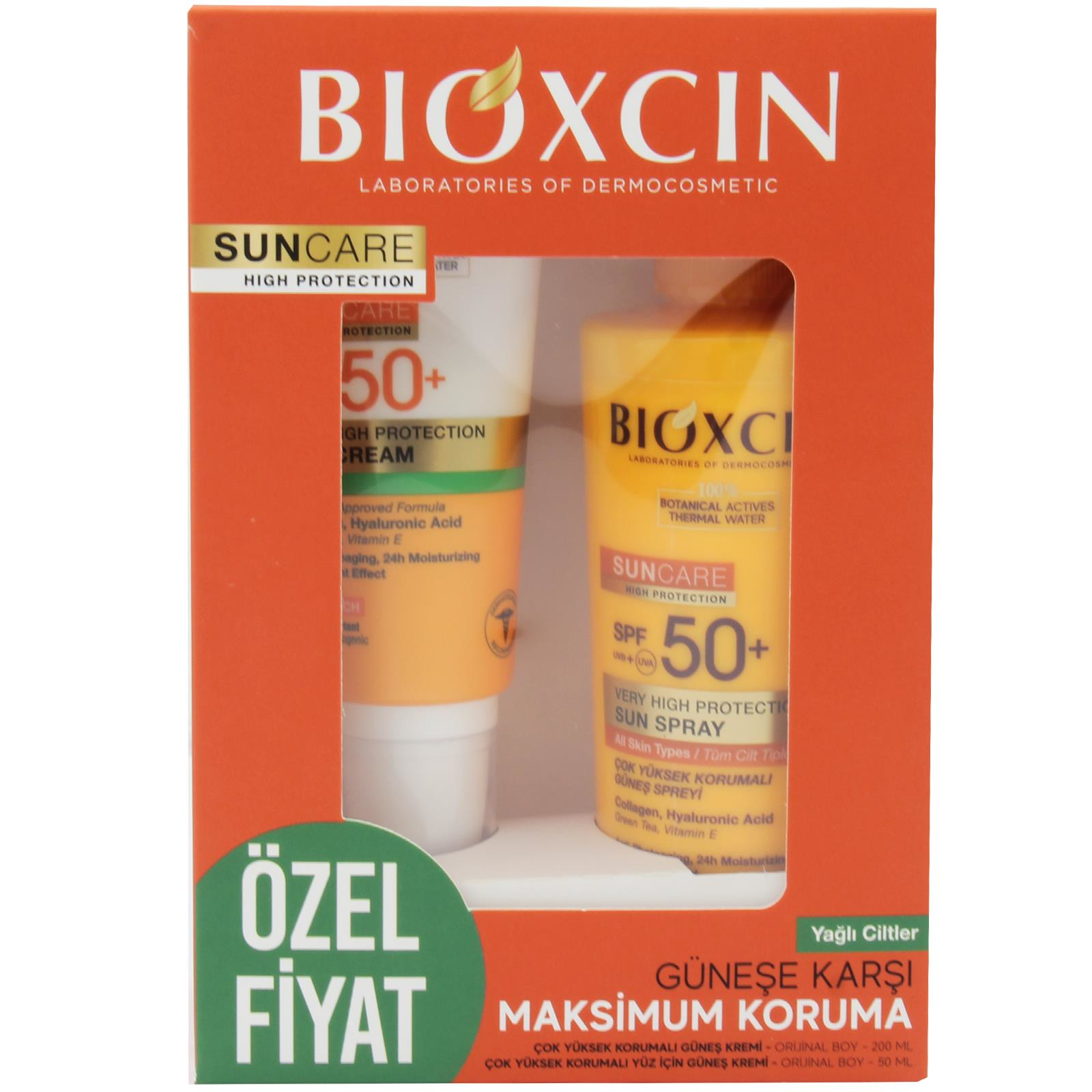 Bioxcin Spf 50+ Yağlı Ciltler İçin Güneş Kremi 50 ml + Tüm Ciltler İçin Güneş Spreyi 200 ml Set