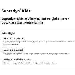 Supradyn Kids Multivitamin Ve Mineral İçeren Çiğnenebilir 60 Tablet