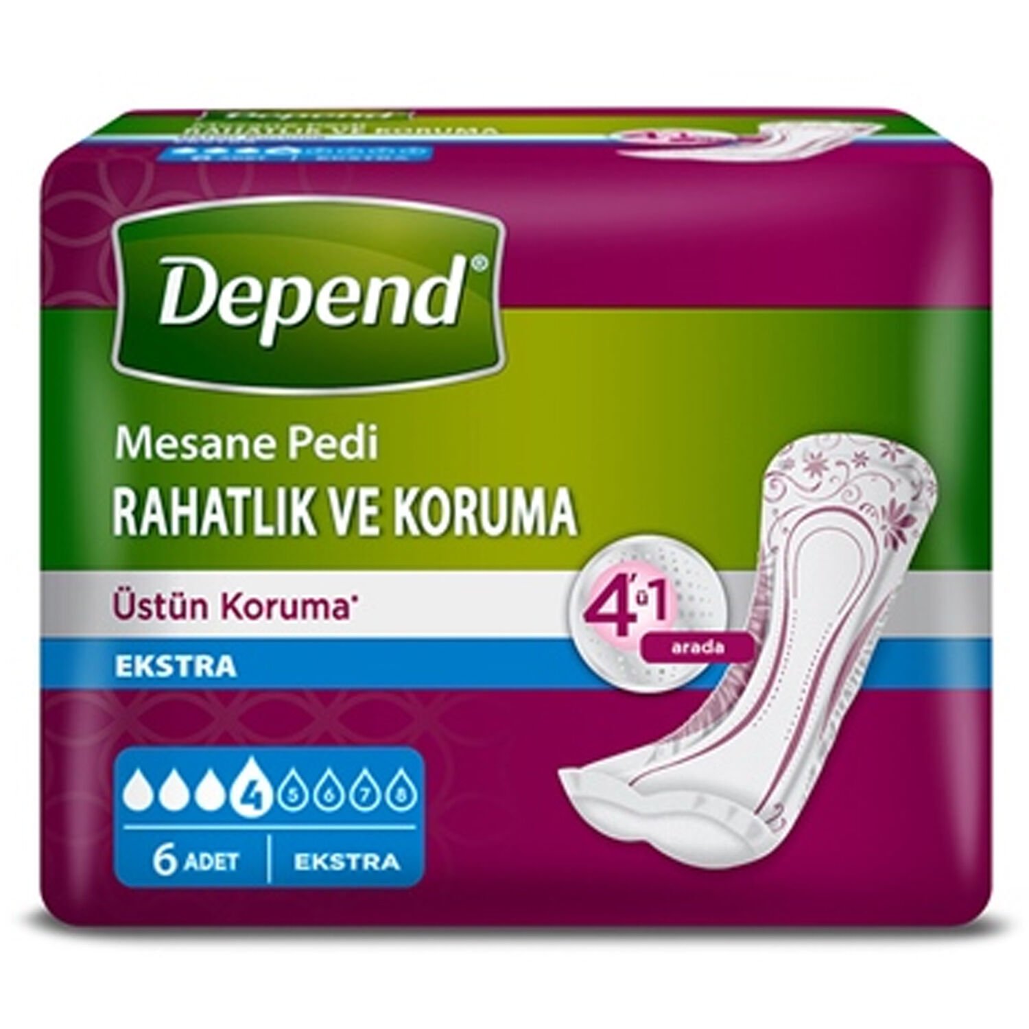 Depend Ekstra Rahatlık Ve Koruma Kadın Mesane Pedi 6 lı