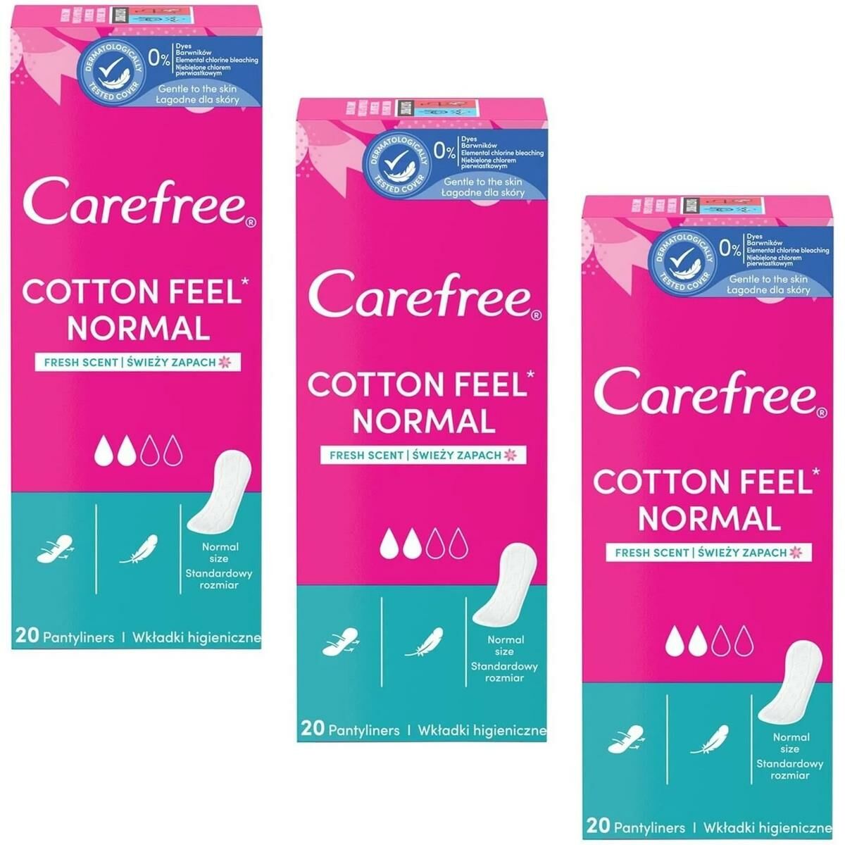 Carefree Cotton Feel Fresh Günlük Ped 20'li 3 ADET