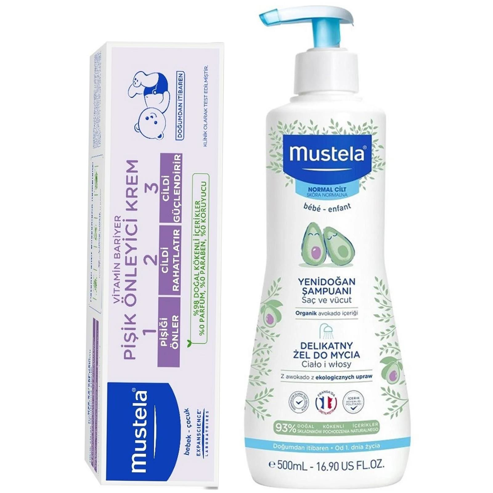 Mustela Yenidoğan Saç Ve Vücut Şampuanı 500 ml + Mustela Pişik Kremi 100 ml