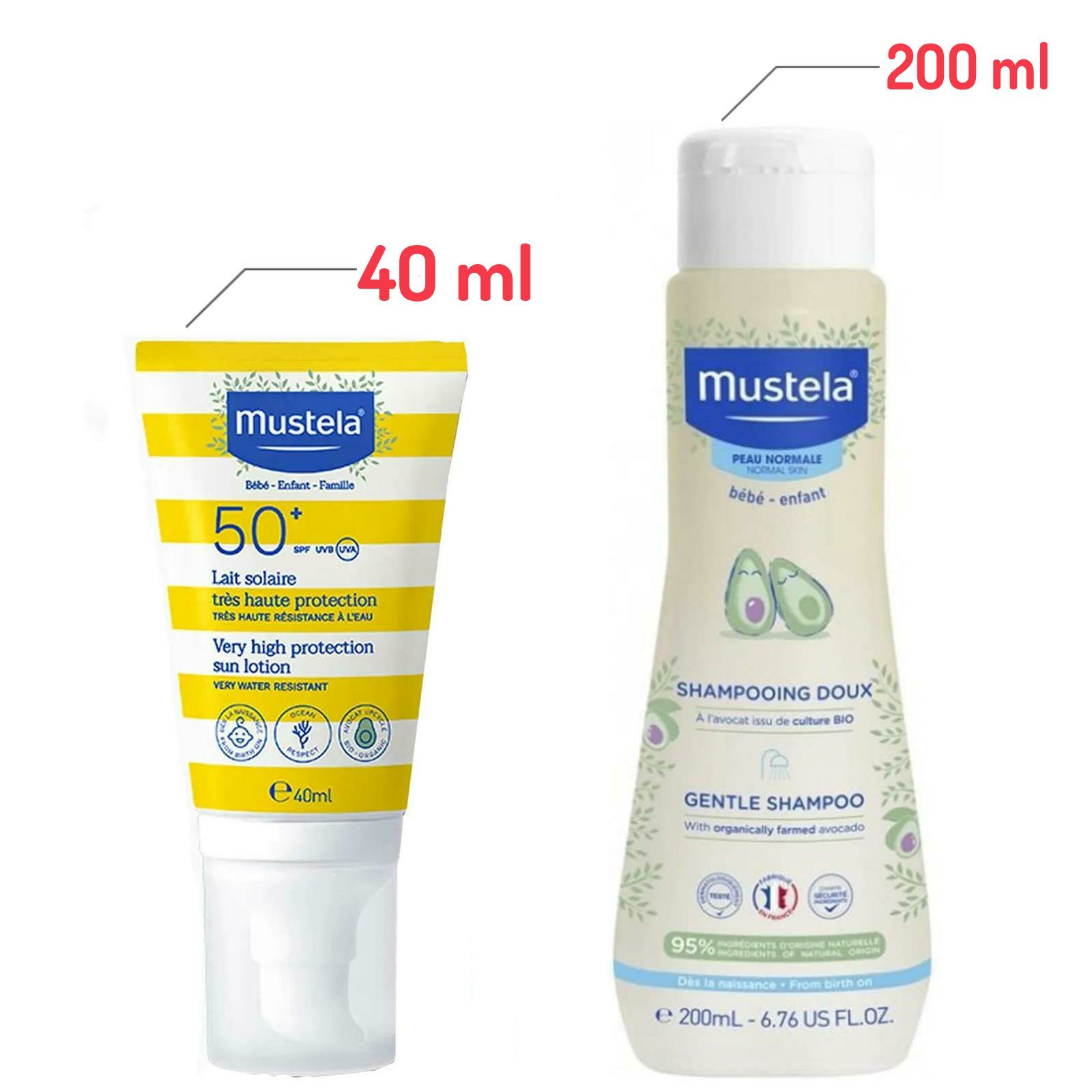 Mustela Gentle Papatya Özlü Şampuan 200 ml + Mustela Tüm Aile İçin Spf 50+ Güneş Losyonu 40 ml