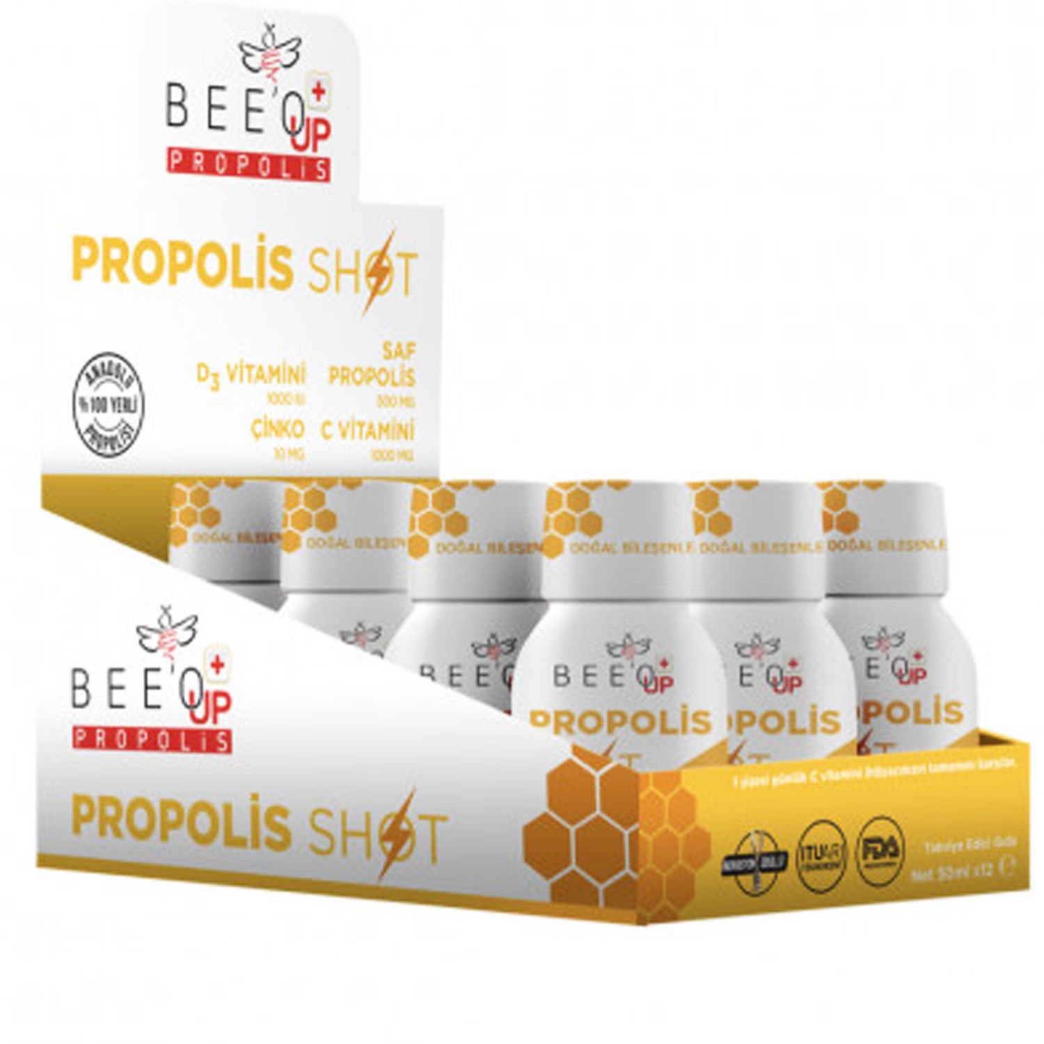 Beeo Up Propolis Çinko + D3 + C Vitamini Shot 50 ml 12 Adet