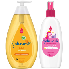 Johnsons Bebek Şampuanı 750 ml + Johnsons Işıldayan Parlaklık Kolay Tarama Spreyi 200 ml