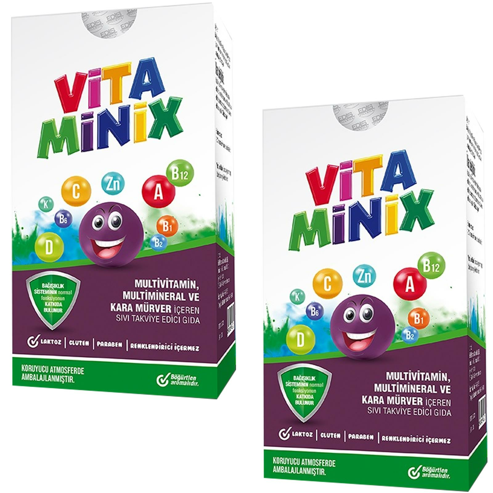 Vitaminix Multivitamin Multimineral Ve Kara Mürver Şurubu 150 ml 2 ADET
