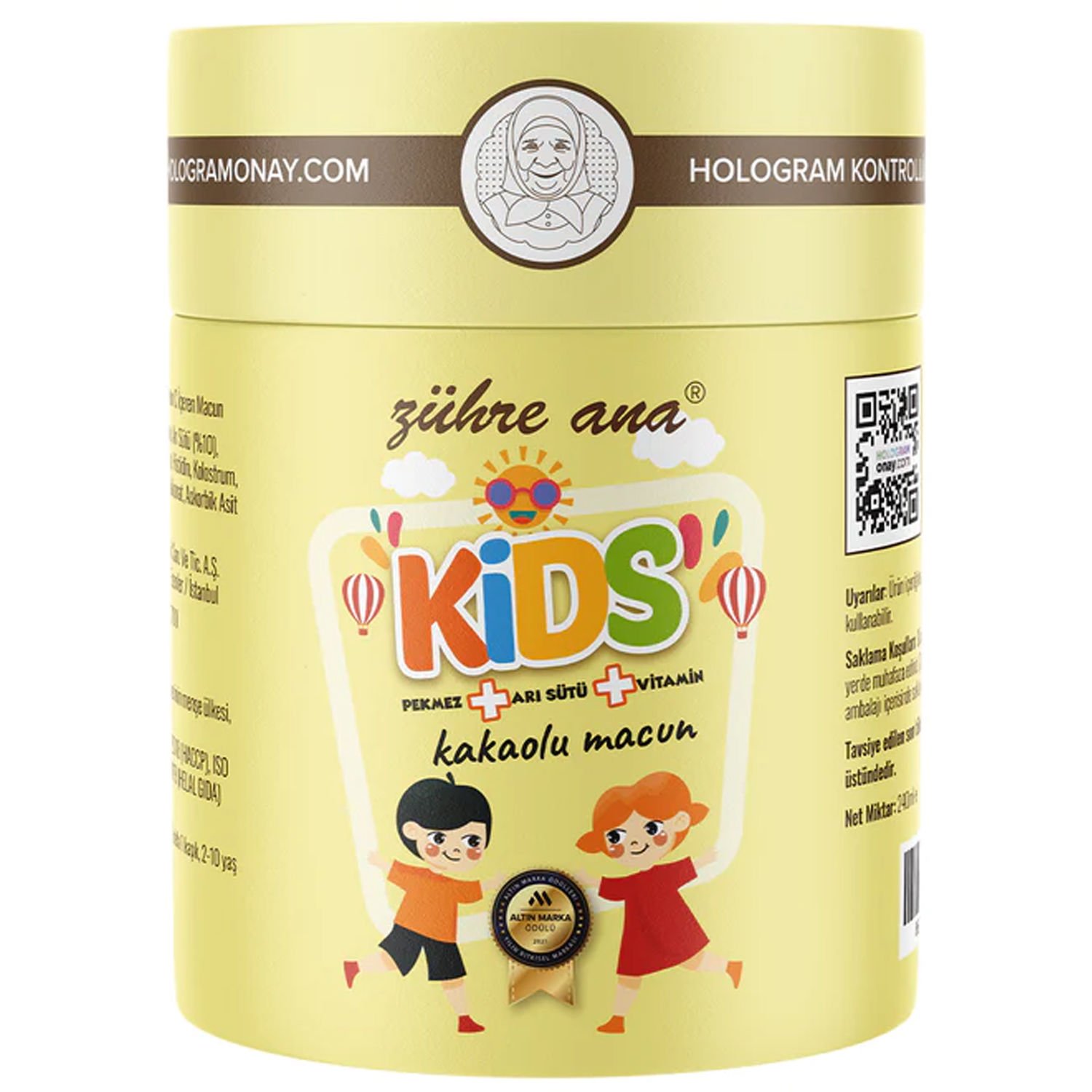 Zühre Ana Kids Arı Sütü Pekmez Bal ve Vitamin Katkılı Kakaolu Macun 240 gr
