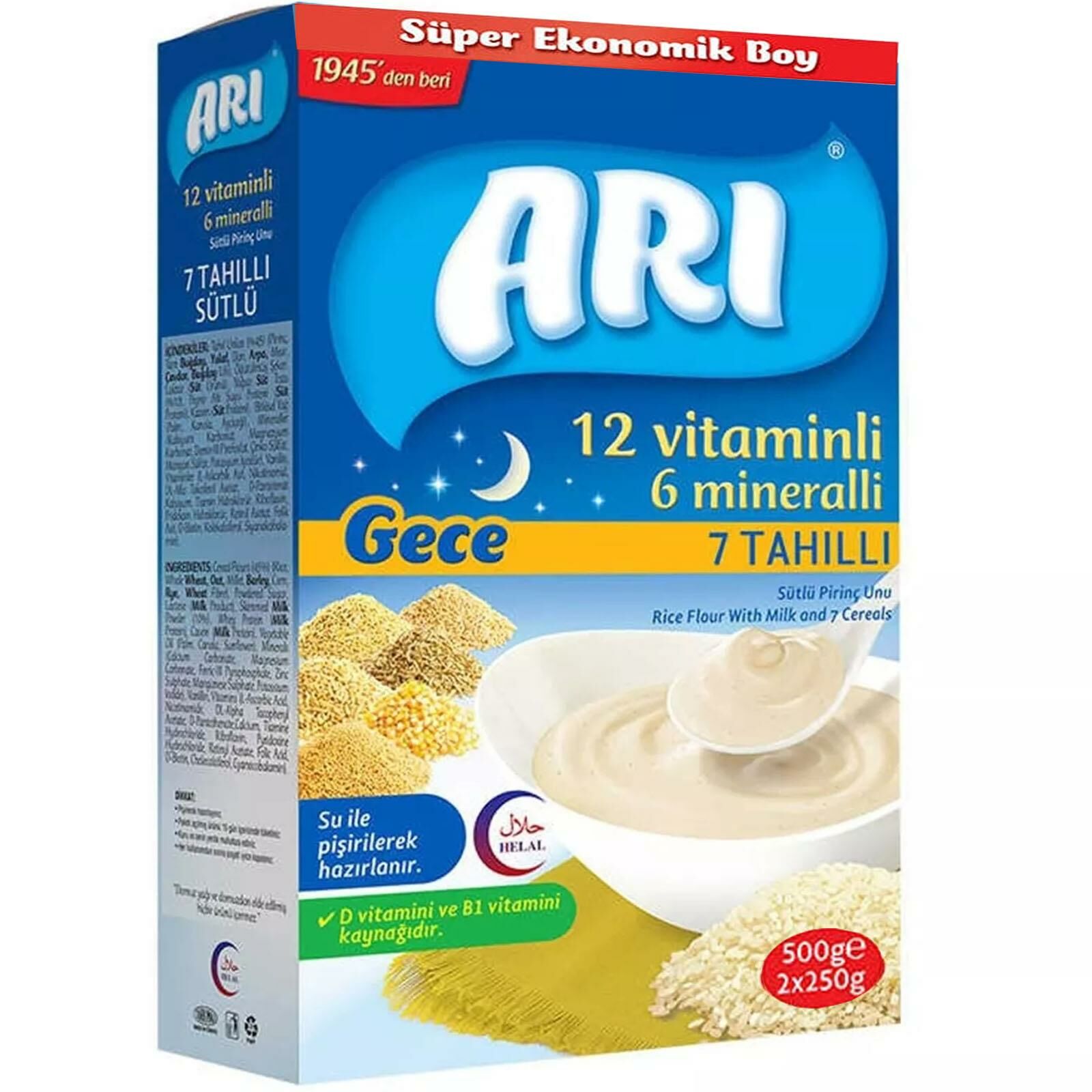 Arı Mama Gece 7 Tahıllı 12 Vitamin 6 Mineralli Pirinç Unu 500 gr