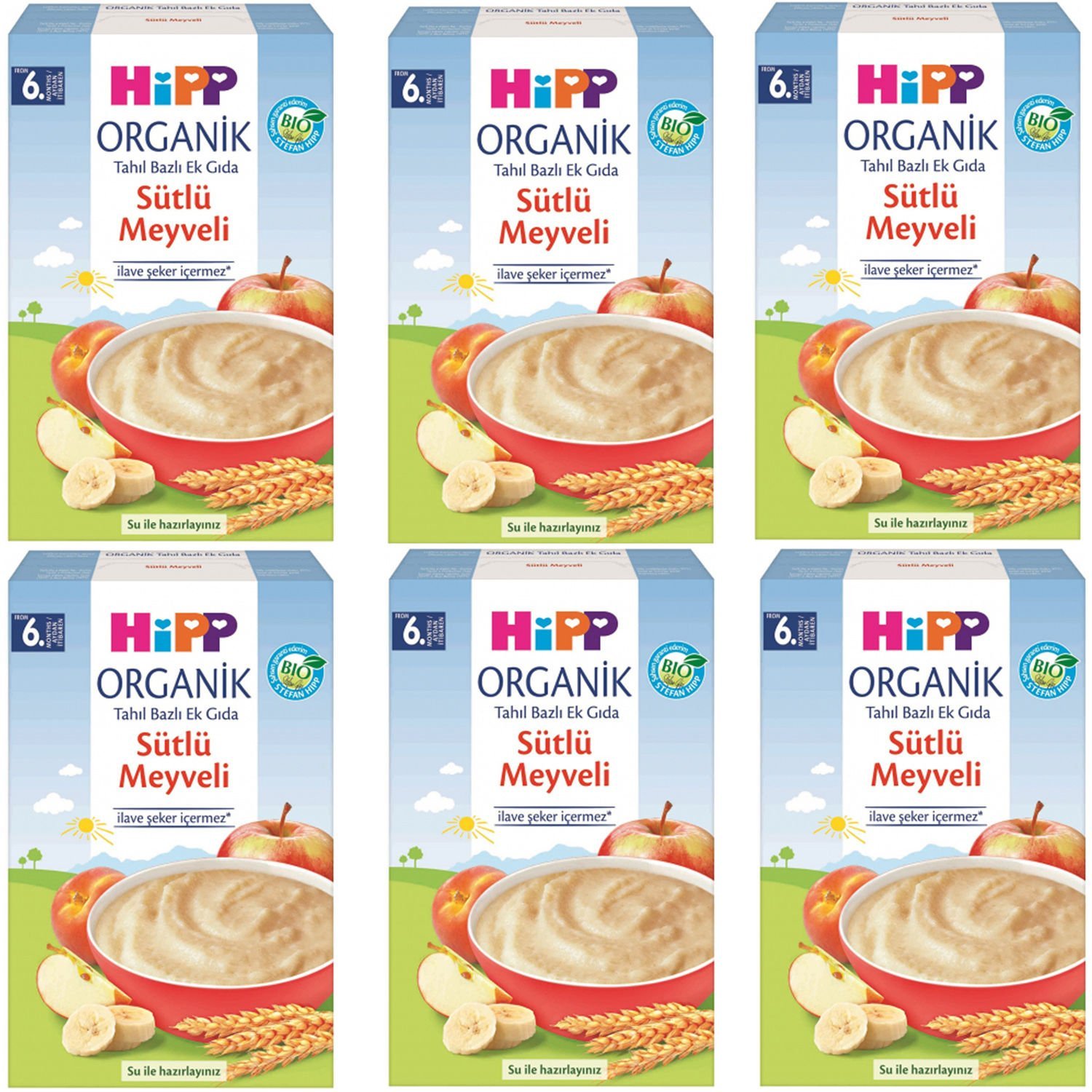 Hipp Organik Sütlü Meyveli 6+ Ay Kaşık Maması 250 gr 6 ADET