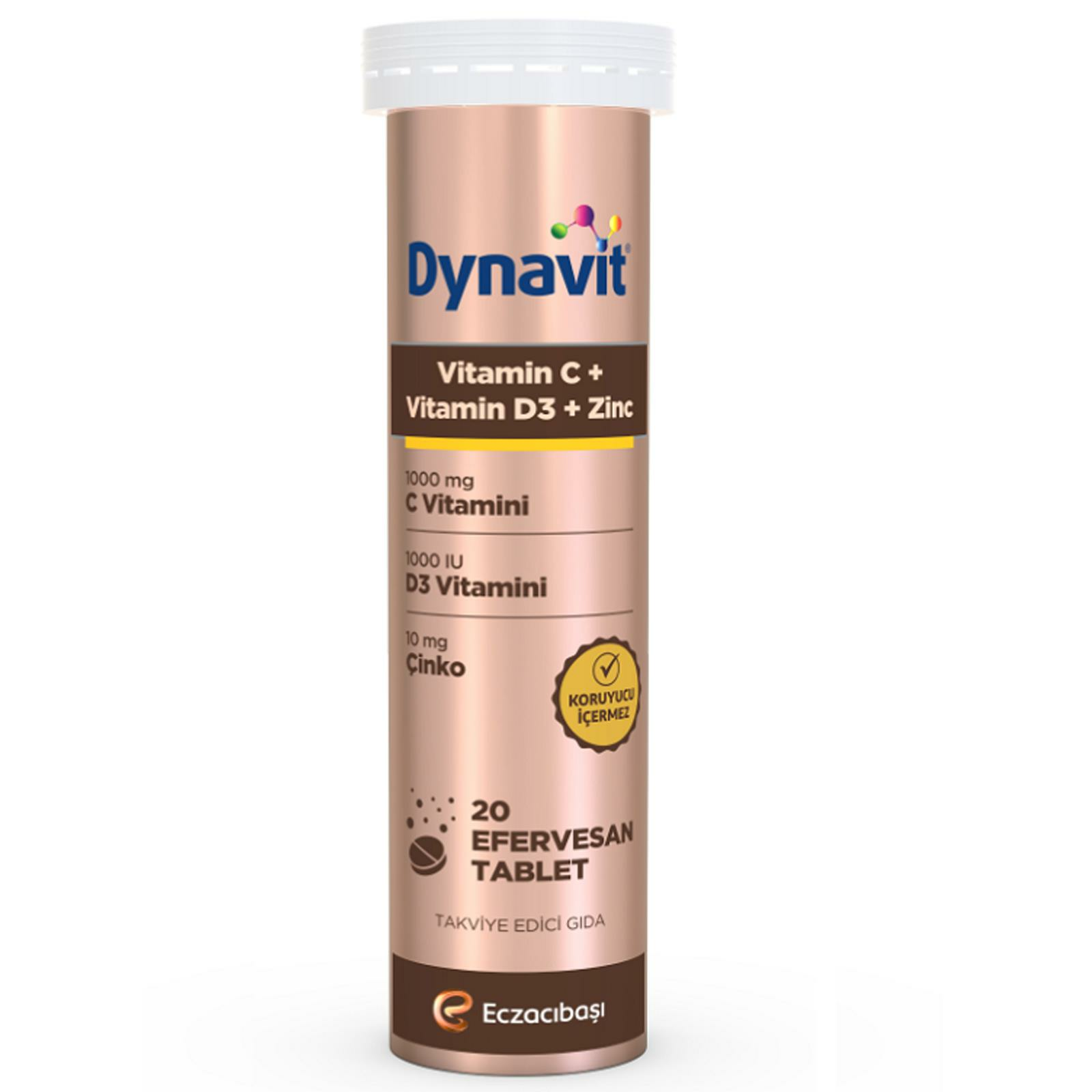 Dynavit Vitamin C Vitamin D3 Zinc Efervesan 20 Tablet