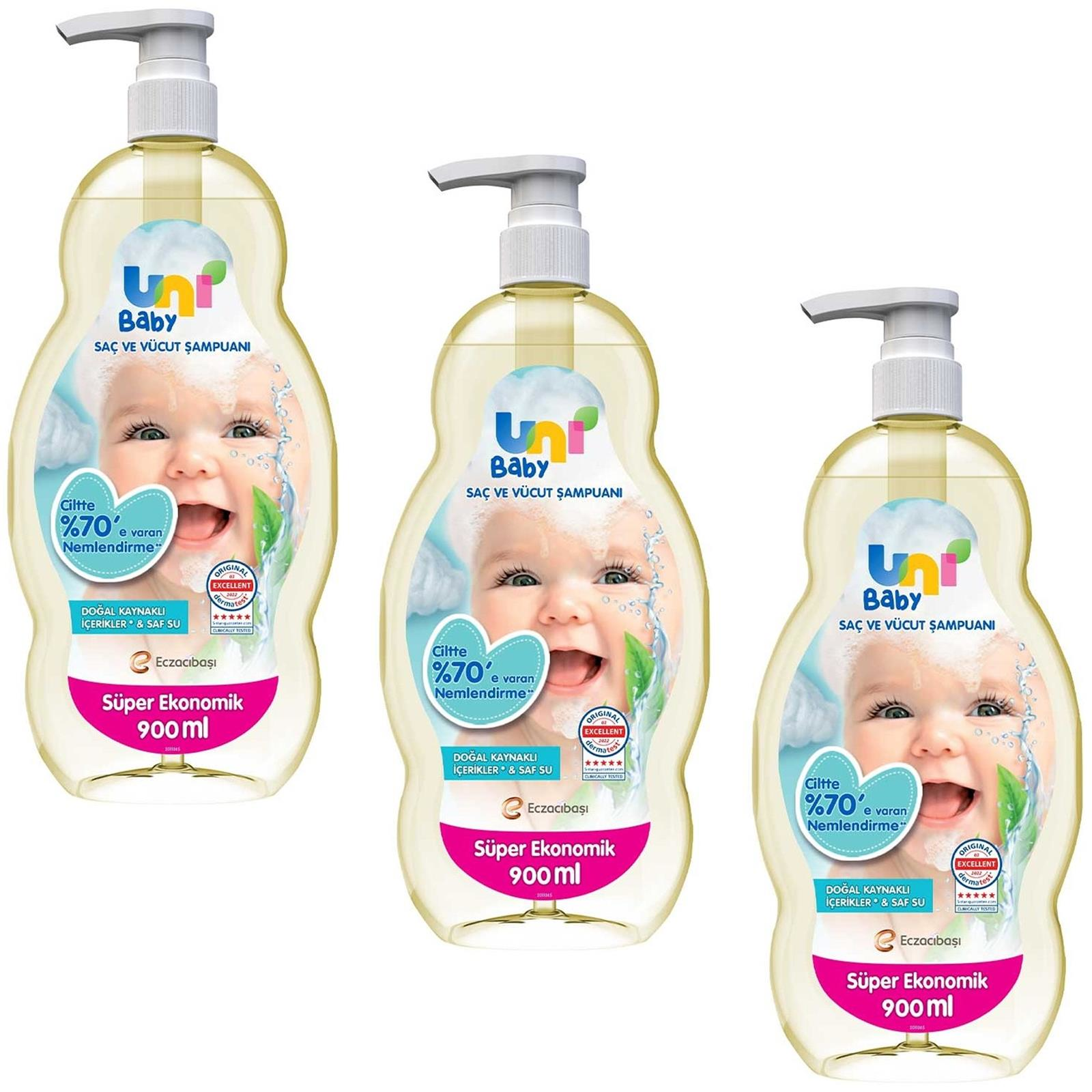 Uni Baby Saç Ve Vücut Şampuanı 900 ml 3 ADET