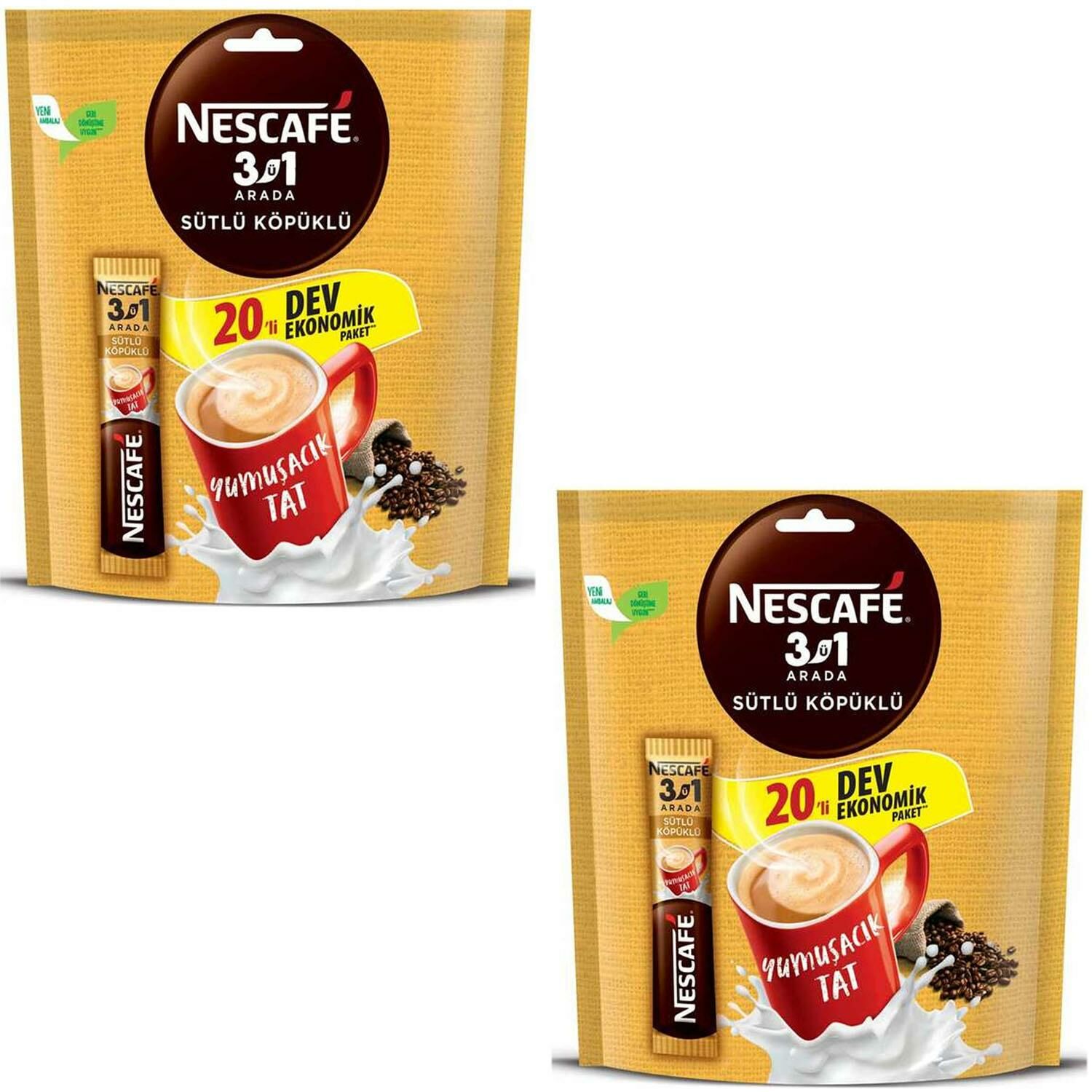 Nescafe Sütlü Köpüklü 3 ü 1 Arada 20 li Ekonomik Paket 2 ADET