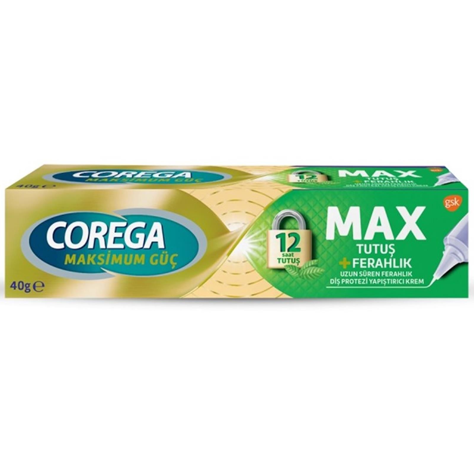 Corega Max Tutuş Ve Ferahlık Diş Protezi Yapıştırıcı Krem 40 gr