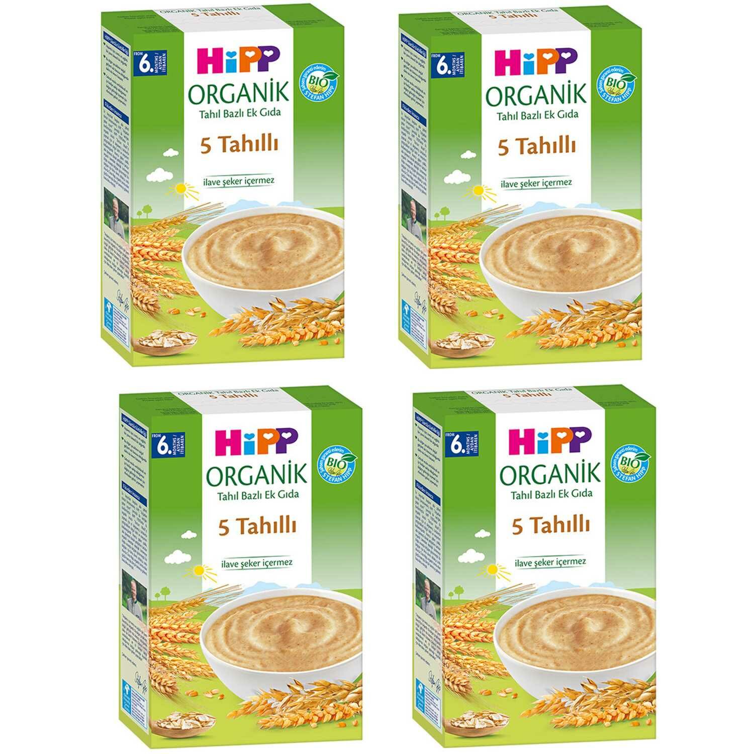 Hipp Organik 5 Tahıllı 6+ Ay Kaşık Maması 200 gr 4 ADET